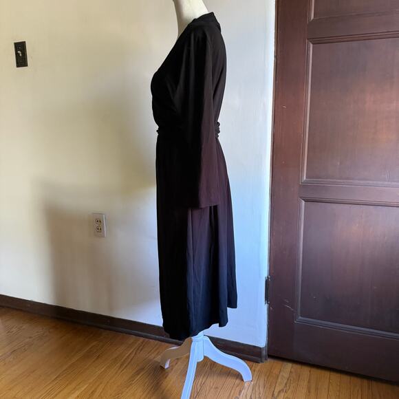 ISABELLA OLIVER | Black Maternity Full Wrap Dress 3/4 Sleeves Midi  Size 5 12/14 - Picture 3 of 7